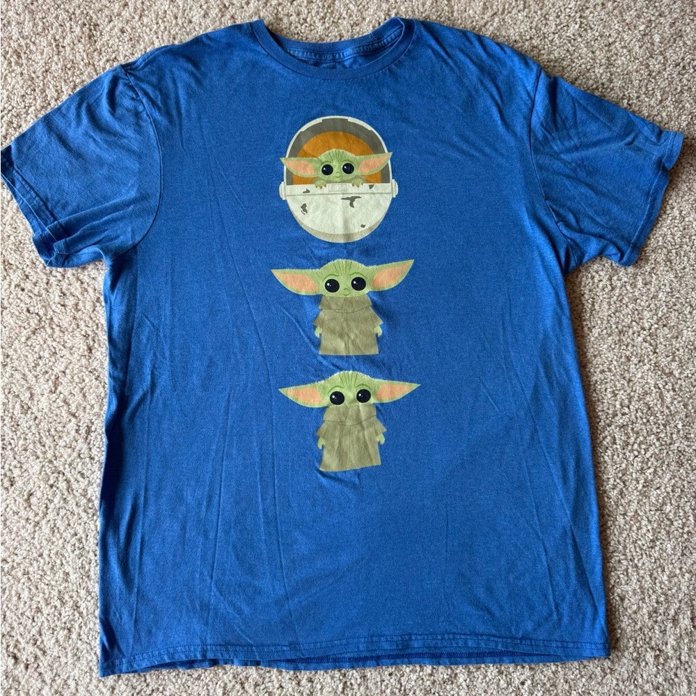 Star Wars Grogu The Child Baby Yoda Blue T Shirt